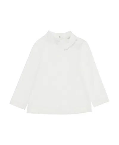 Monnalisa Logo Long-sleeved High-collar T-shirt In White