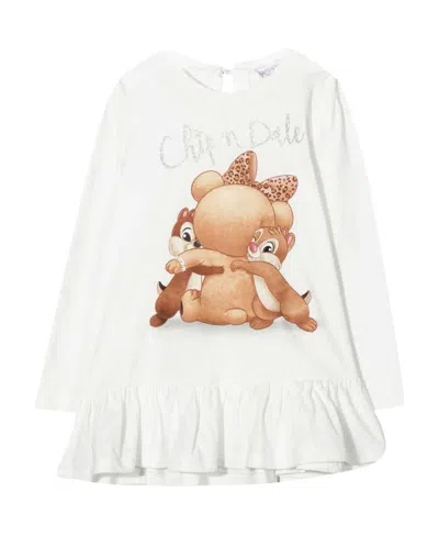 Monnalisa Logo Long-sleeved T-shirt In White