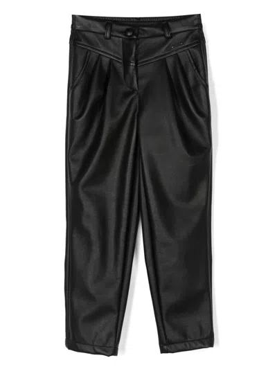 Monnalisa Kids' Logo-patch Cotton Trousers In Black