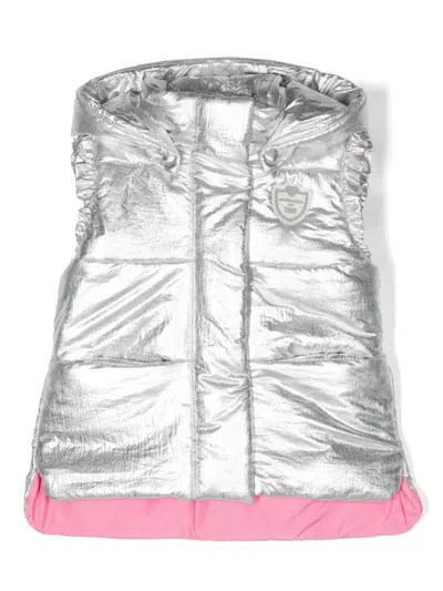 Monnalisa Kids' Logo-patch Padded Gilet In Grey