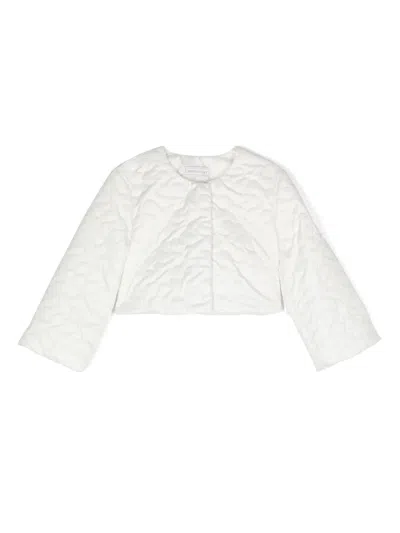 Monnalisa Kids' Logo-patch Quilted Jacket In White