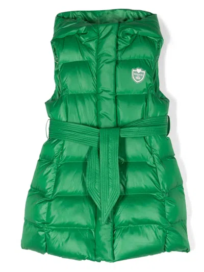 Monnalisa Kids' Logo-patch Sleeveless Coat In Green