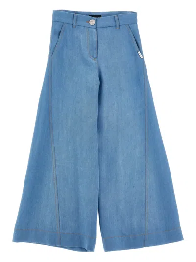 Monnalisa Kids' Logo-plaque Button Trousers In Blue