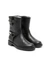 Monnalisa Leather Boots With Buckles In Black