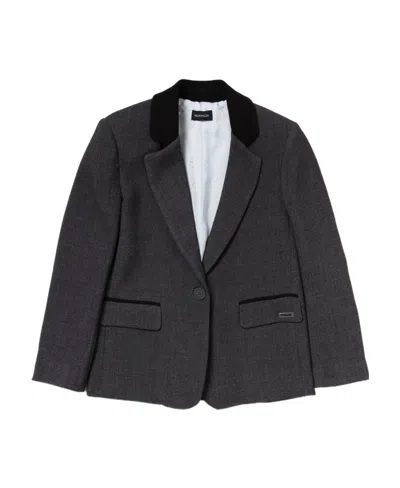 Monnalisa Logo-plaque Long-sleeve Blazer In Black