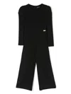 Monnalisa Logo-plaque Metallic-threading Jumpsuit In Black