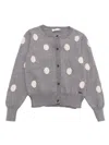 Monnalisa Polka-dot Wool Cardigan In Grey