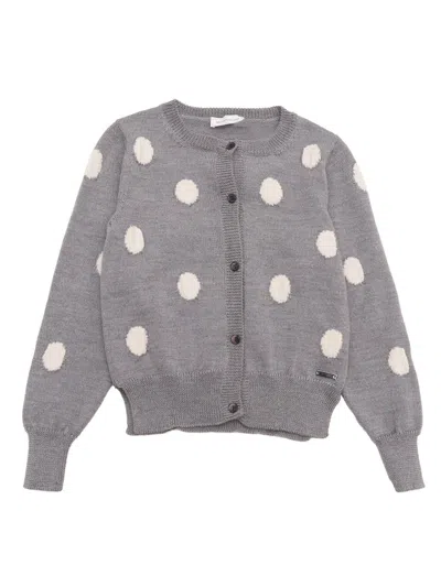 MONNALISA LOGO PLAQUE POLKA-DOT CARDIGAN