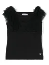 Monnalisa Logo-plaque Ruffled Tank Top In Black