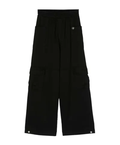 Monnalisa Logo-plaque Wide-leg Trousers In Black