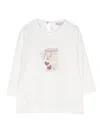 Monnalisa Logo-print Crew-neck T-shirt In White