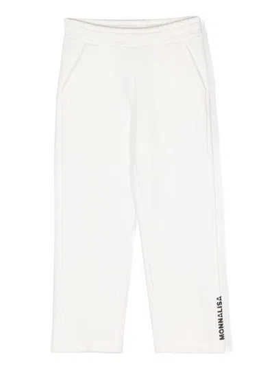 Monnalisa Kids' Logo-print Elasticated-waist Trousers In White