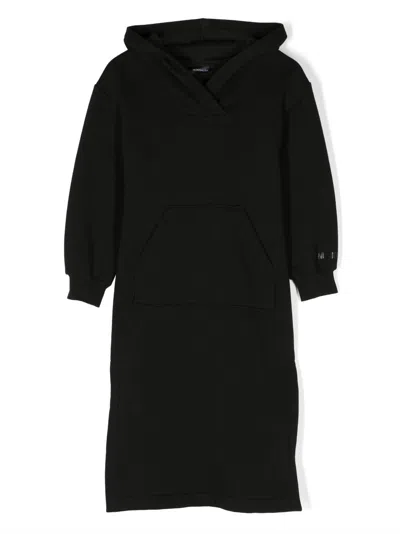 Monnalisa Kids' Logo-print Hoodie Dress In Black