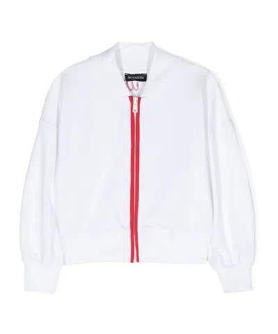 Monnalisa Kids' Logo-print Sequinned Bomber Jacket In White