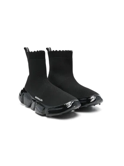 Monnalisa Kids' Logo-print Sneakers In Black