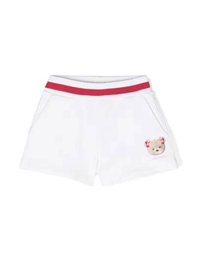 Monnalisa Babies' Logo-print Stretch-cotton Shorts In White