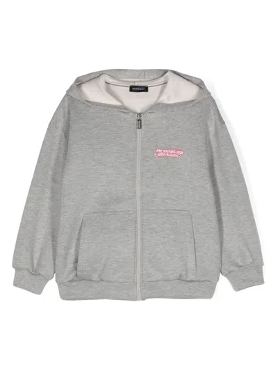 Monnalisa Kids' Logo-print Zipped Hoodie In Grey