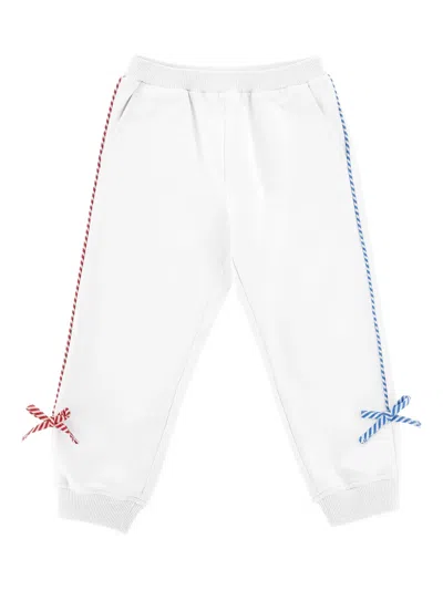 Monnalisa Kids' Logo Ribbon Trousers In White