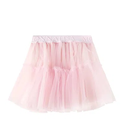 Monnalisa Kids' Logo Tulle Skirt In Pink