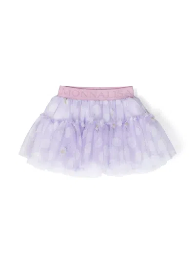 Monnalisa Babies' Logo-waistband Tiered Tutu In Purple