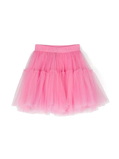 Monnalisa Kids' Logo-waistband Tulle Tutu Skirt In Pink