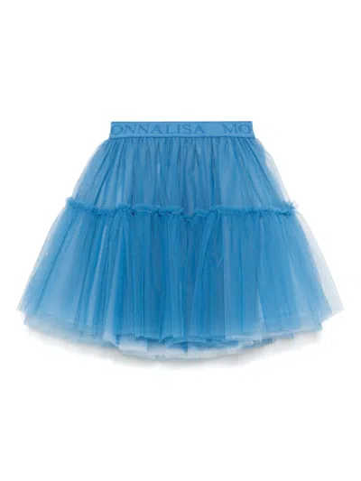 Monnalisa Kids' Logo-waistband Tutu In Blue
