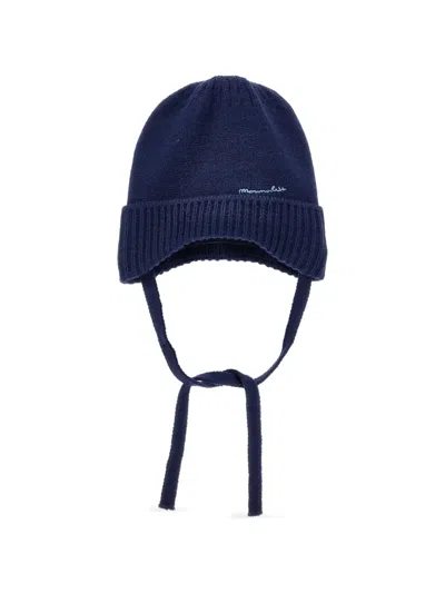 MONNALISA LOGO-EMBROIDERED RIBBED-TRIM BEANIE HAT