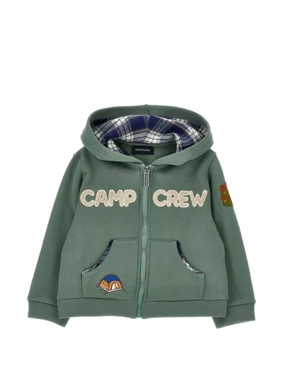 Monnalisa Babies' Logo-patch Zip-up Hoodie In Green