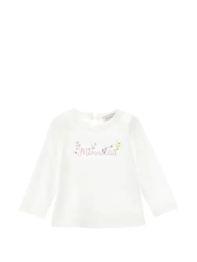 Monnalisa Babies' Logo-print Long-sleeve T-shirt In White