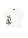 Monnalisa London Print Cotton T-shirt In Cream