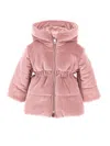 Monnalisa Long Chenille Down Jacket In Onion Couture