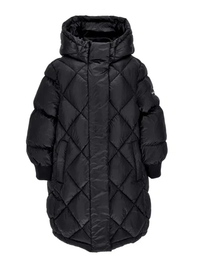 Monnalisa Kids'   Long Padded Satin-style Jacket In Black