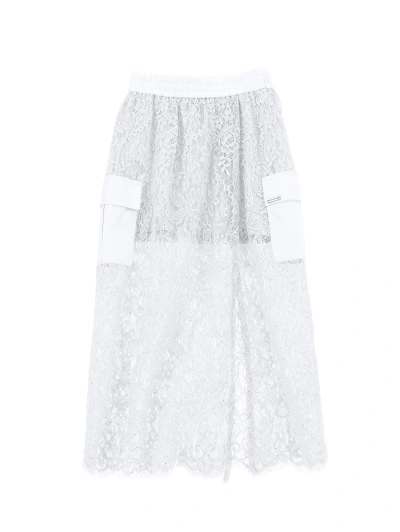 Monnalisa Kids'   Long Sequined Lace Skirt In White