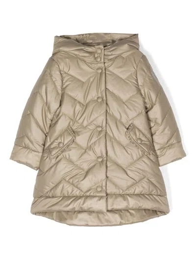 Monnalisa Kids' Long-sleeve Quilted Coat In Neutrals