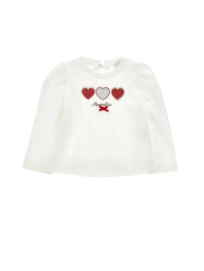 Monnalisa Kids'   Long Sleeve Rhinestone Sweater In White