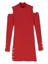 Monnalisa Long-sleeve Ribbed-knit Dress In Red