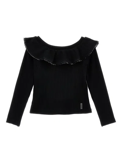Monnalisa Kids' Long Sleeve T-shirt In Black