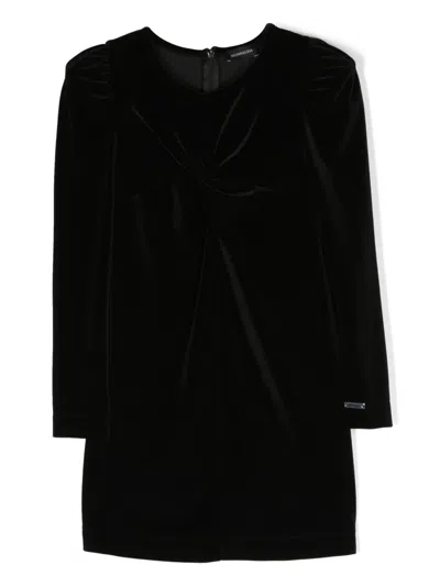 Monnalisa Kids' Black Polyester Dress In Nero