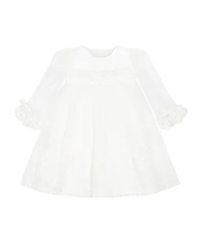 Monnalisa Long-sleeved Dress In White