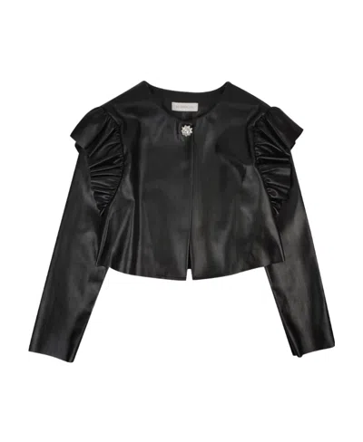 Monnalisa Long-sleeved Jacket In Black