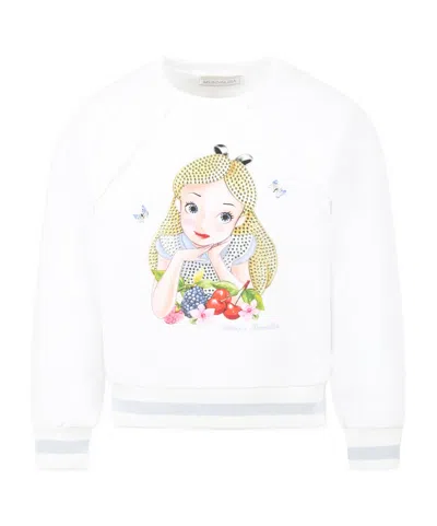 Monnalisa Long-sleeved Sweater In White