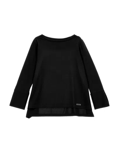 Monnalisa Kids'   Long T-shirt With Side Slits In Black