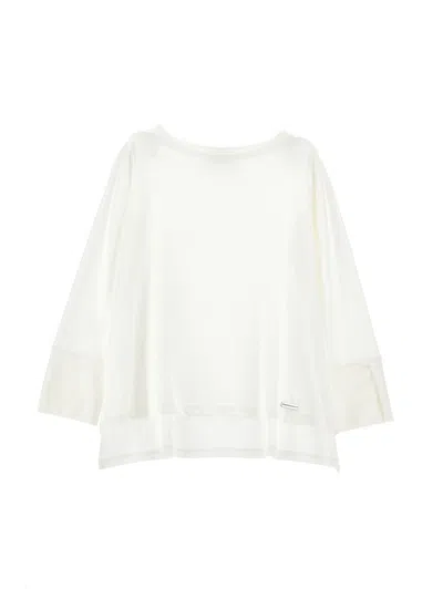 Monnalisa Kids'   Long T-shirt With Side Slits In Cream