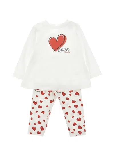 Monnalisa Babies'   Love Sweater And Heart Leggings Set In White