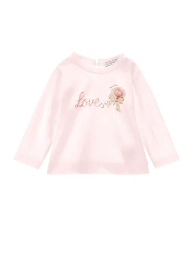 Monnalisa Babies' Graphic-print Long-sleeve T-shirt In Pink