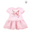 Monnalisa Low Waist Organic Cotton Dress In Rosa Fairy Tale