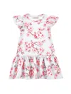 Monnalisa Low Waist Peach Blossom Dress In White