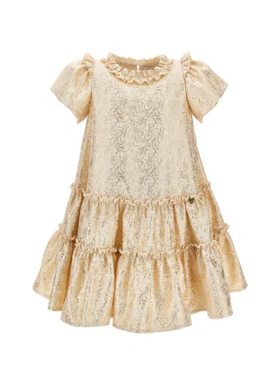 Monnalisa Kids'   Lurex Brocade Dress In Gold