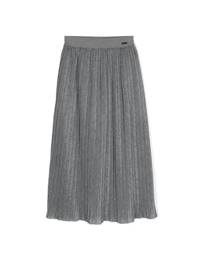 Monnalisa Kids' Lurex-detailed Pleated Midi Skirt In Grey