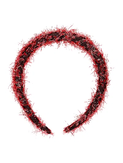 Monnalisa Kids'   Lurex Fringe Headband In Ruby Red